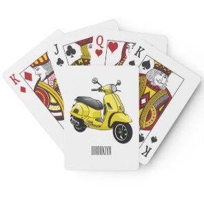 Moped motorcycle cartoon illustration poker cards
