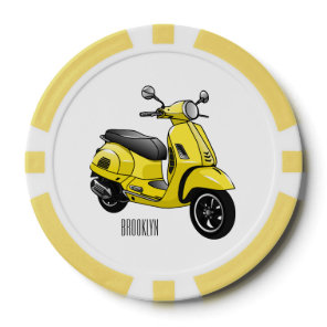 Moped motorcycle cartoon illustration poker chips