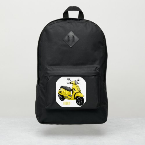 Moped motorcycle cartoon illustration port authority backpack