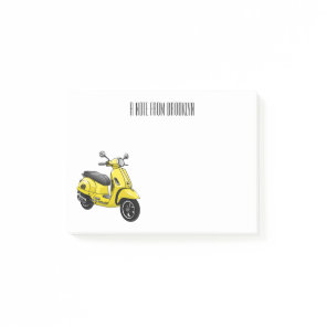 Moped motorcycle cartoon illustration post-it notes