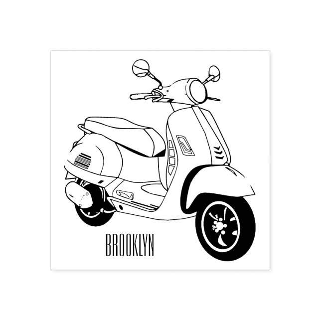 Moped motorcycle cartoon illustration rubber stamp (Imprint)