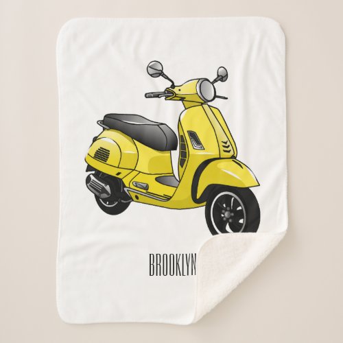 Moped motorcycle cartoon illustration sherpa blanket