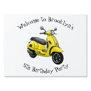 Moped motorcycle cartoon illustration sign