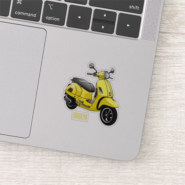 Moped motorcycle cartoon illustration sticker (Detail)