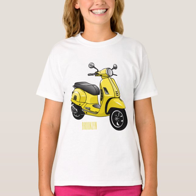 Moped motorcycle cartoon illustration T-Shirt (Front)