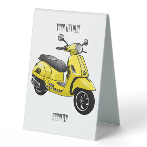 Moped motorcycle cartoon illustration table tent