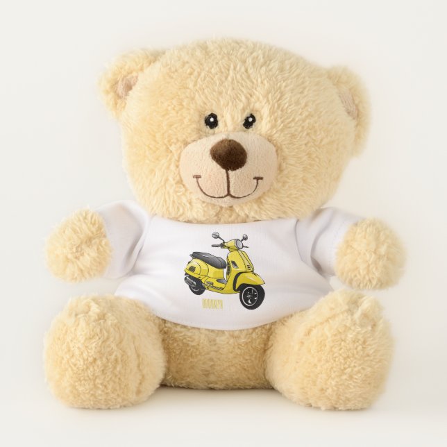 Moped motorcycle cartoon illustration teddy bear (Front)