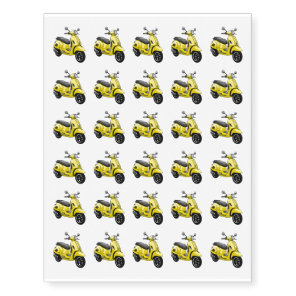 Moped motorcycle cartoon illustration temporary tattoos
