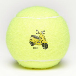 Moped motorcycle cartoon illustration tennis balls