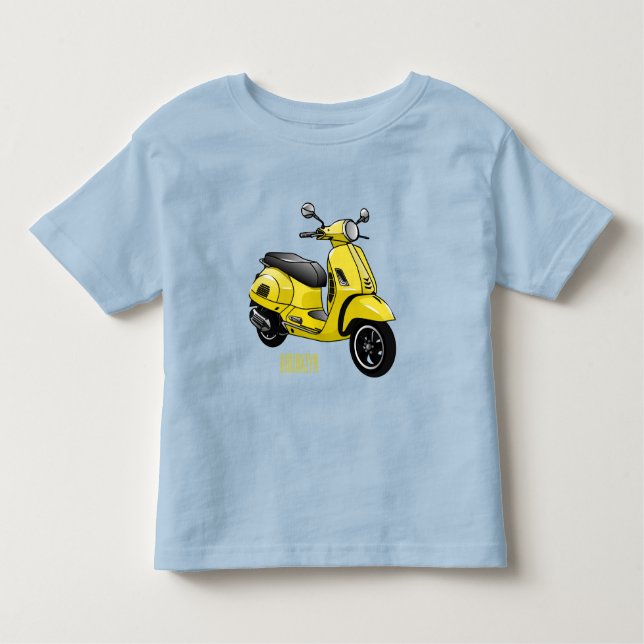 Moped motorcycle cartoon illustration toddler t-shirt (Front)