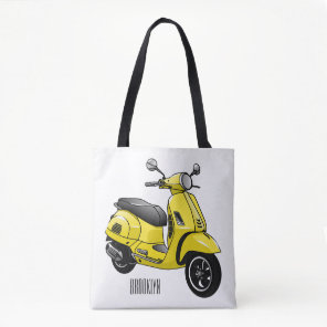 Moped motorcycle cartoon illustration tote bag