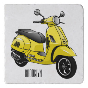 Moped motorcycle cartoon illustration trivet