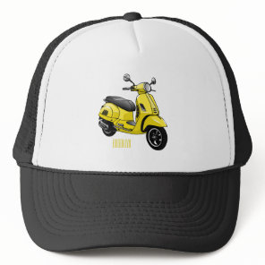 Moped motorcycle cartoon illustration trucker hat