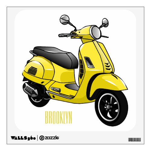 Moped motorcycle cartoon illustration wall decal