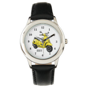 Moped motorcycle cartoon illustration watch