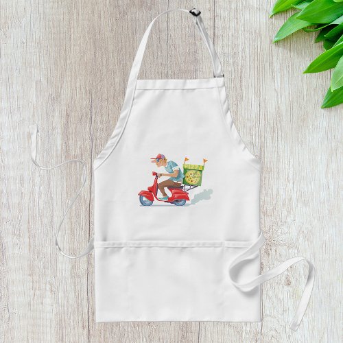 Moped Pizza Delivery Adult Apron