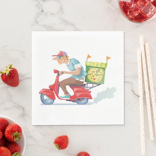 Moped Pizza Delivery Napkins