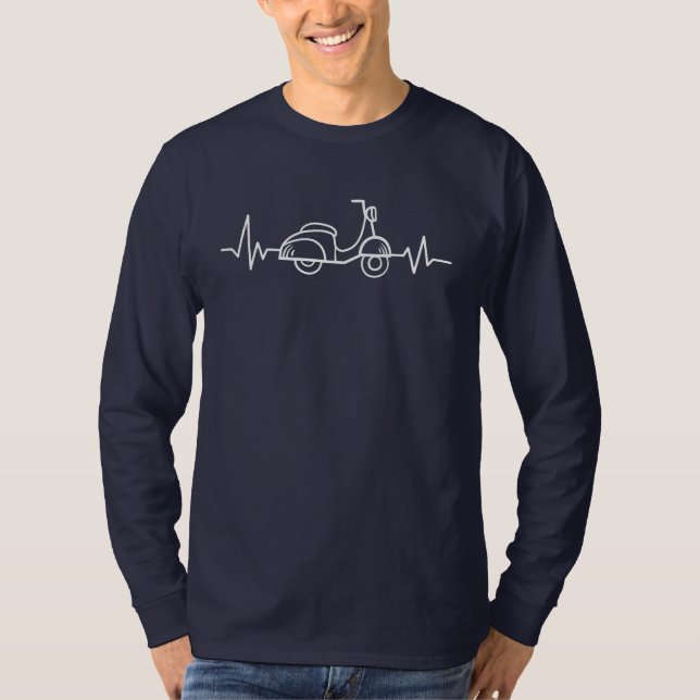 Moped Scooter Heartbeat Novelty T-Shirt (Front)