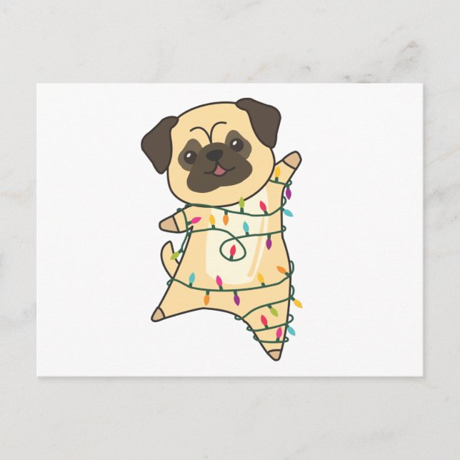 Mops Christmas Snow Winter Animals Dogs Postcard (Front)