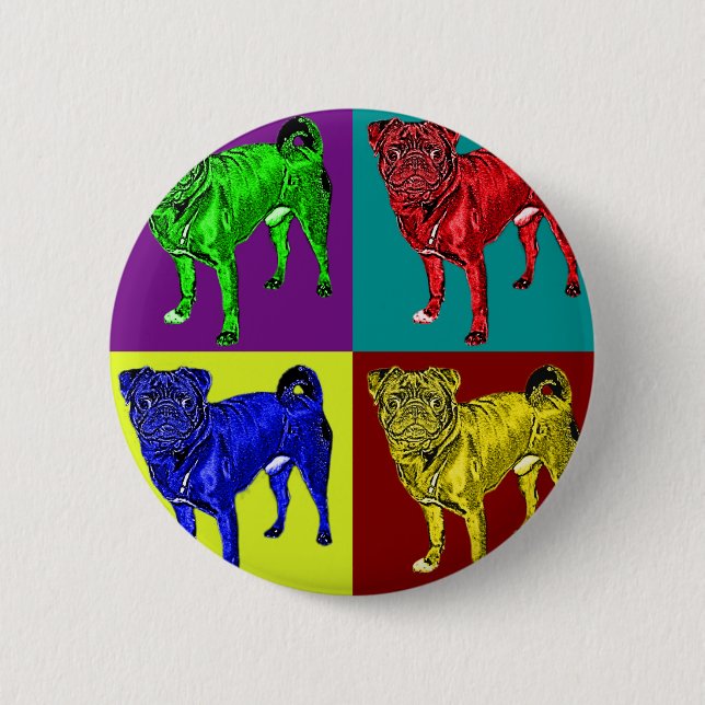 Mops Jack in 4 colors Button (Front)