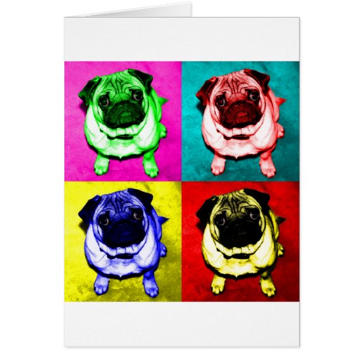 Mops Jack in 4 colors Cards (Front)
