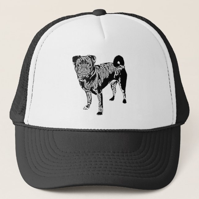 Mops Jack monochrom Trucker Hat (Front)