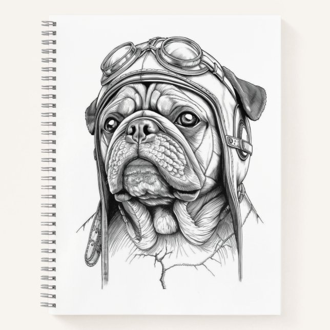 Mops / Pug Marble Statue Antique Style Notebook (Front)