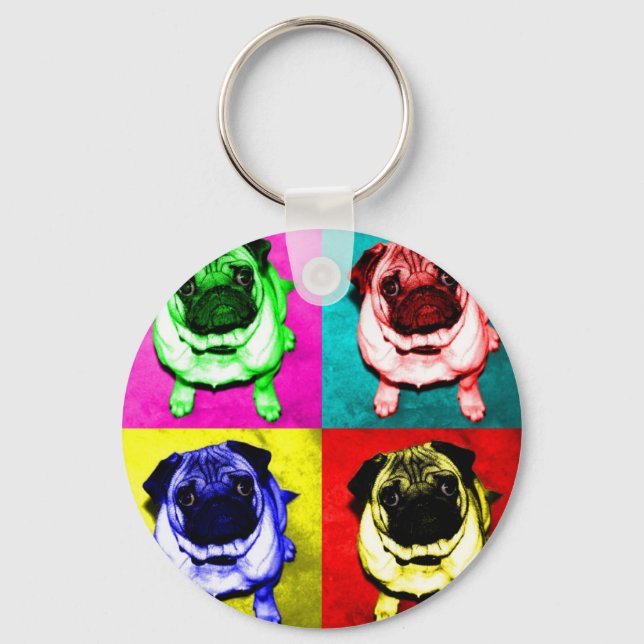 Mops Richi in 4 Farben Keychain (Front)