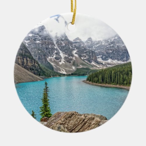 Moraine Lake After the Storm Ceramic Ornament