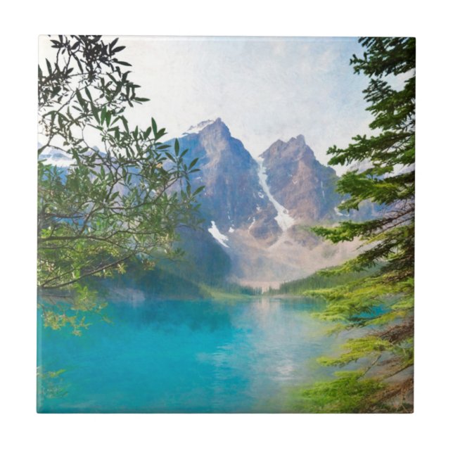 Moraine Lake and the Valley of Ten Peaks Ceramic Tile (Front)