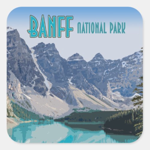 Moraine Lake Banff National Park Canada Vintage Square Sticker