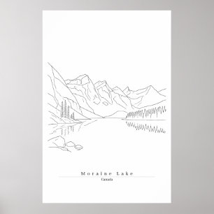 Moraine Lake Canada Minimalist Line Art Travel Poster