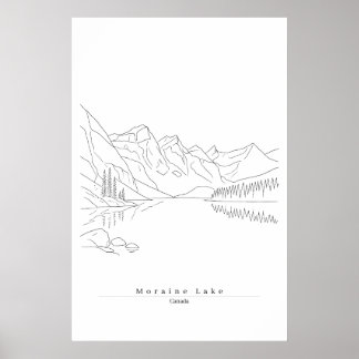Moraine Lake Canada Minimalist Line Art Travel Poster