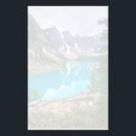 Moraine Lake Stationery<br><div class="desc">Moraine Lake is a glacially fed lake in Banff National Park in ALberta Canada. The image is faded so your writing will easily be visible on the high quality stationery. Just one of many scenic landscapes I feature on paper, find many more in my "Lasting Impressions" store. .</div>