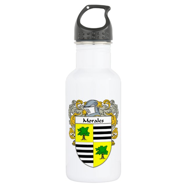 Morales Coat of Arms/Family Crest Water Bottle (Front)