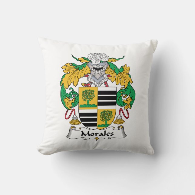 Morales Family Crest Throw Pillow (Front)