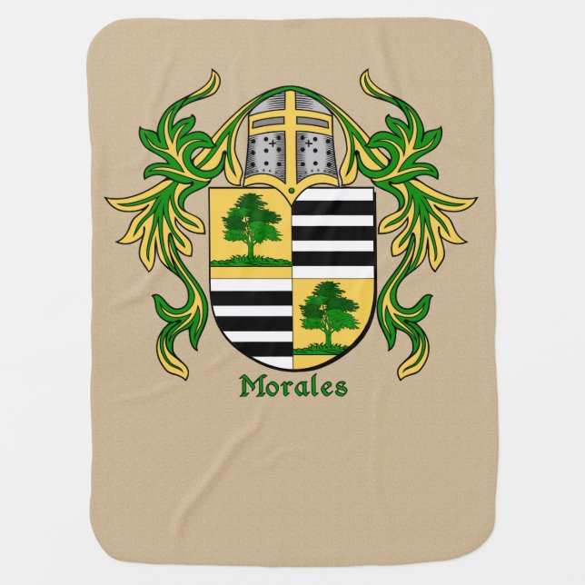 Morales Heraldic Shield and Mantling Receiving Blanket (Front)