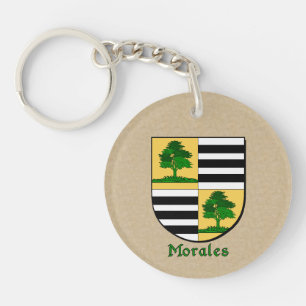 Morales Historical Shield with Flag of Mexico Keychain