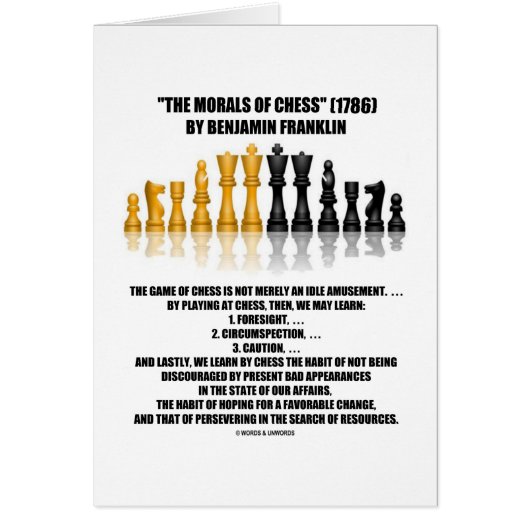Morals Of Chess Benjamin Franklin Reflective Chess Cards (Front)