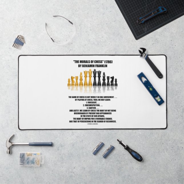 Morals Of Chess Benjamin Franklin Reflective Chess Desk Mat (Workstation)