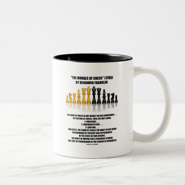 Morals Of Chess Benjamin Franklin Reflective Chess Two-Tone Coffee Mug (Right)