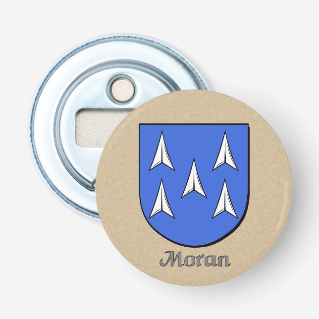Moran Heraldic Arms on Parchment Style Back Bottle Opener (Front)