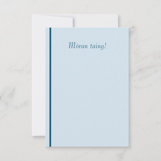Mòran taing Scottish Gaelic thank you note. (Front)
