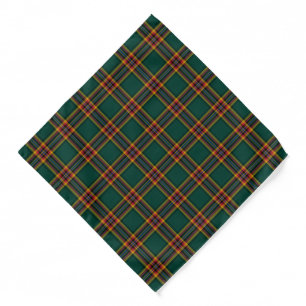 Moran Tartan Dark Green Plaid Pattern Bandana