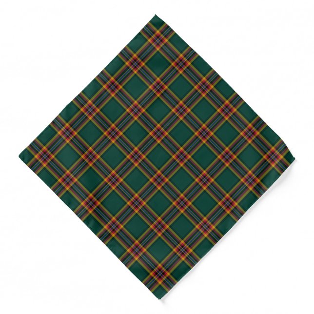 Moran Tartan Dark Green Plaid Pattern Bandana (Front)