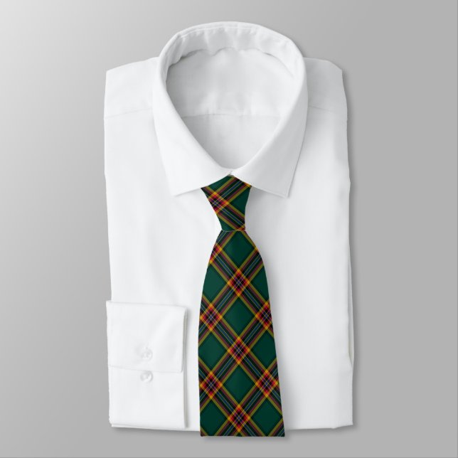 Moran Tartan Forest Green Plaid Neck Tie (Tied)