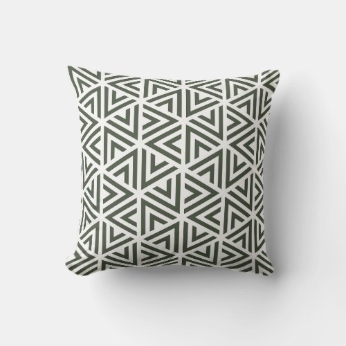 Morandi Green Geometric Triangle Pattern Throw Pillow