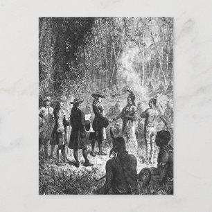 Moravian Missionaries Among the Indians Postcard