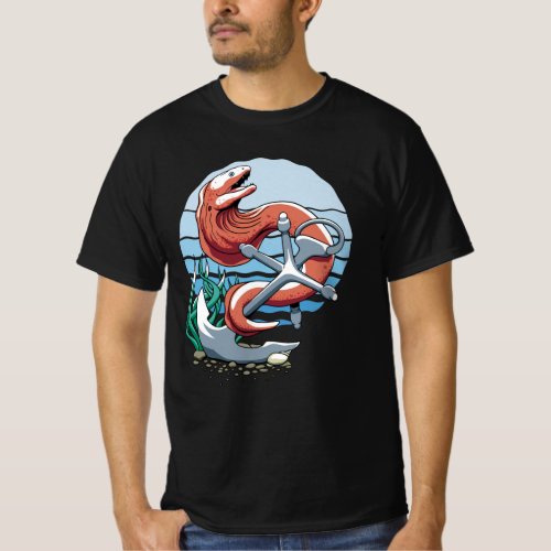 Moray Eel and Anchor Illustration T_Shirt