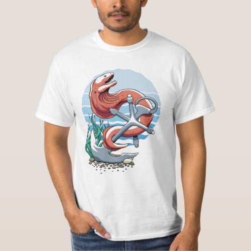 Moray Eel and Anchor Illustration T_Shirt